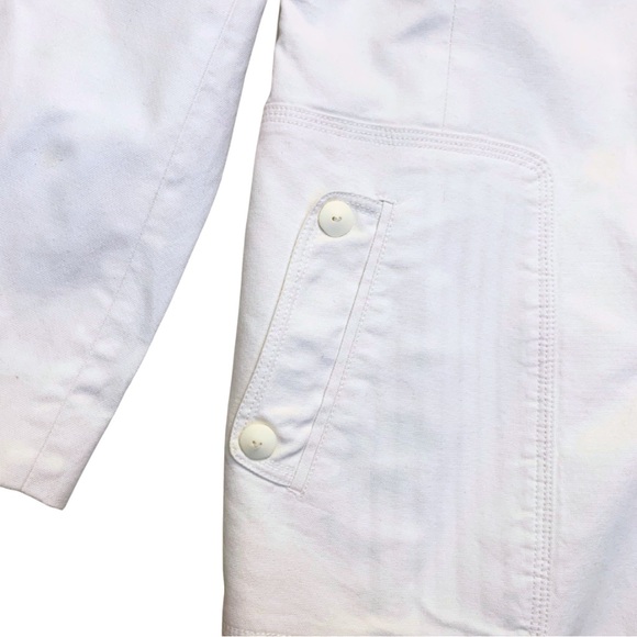 Nine West White Cotton Trench Coat Size 8 Medium Vintage Long Sleeves Jacket - Picture 2 of 10
